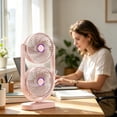 thumbnail image 4 of USB Desk Fan Tower Fan Portable Oscillating Fan, Rotation Dual Head Circulation Fan with 5 Speed Adjustable Quiet Motor, Rechargeable Type-C Table Fan for Bedroom Dorm Room Office Desktop Home, C, 4 of 9