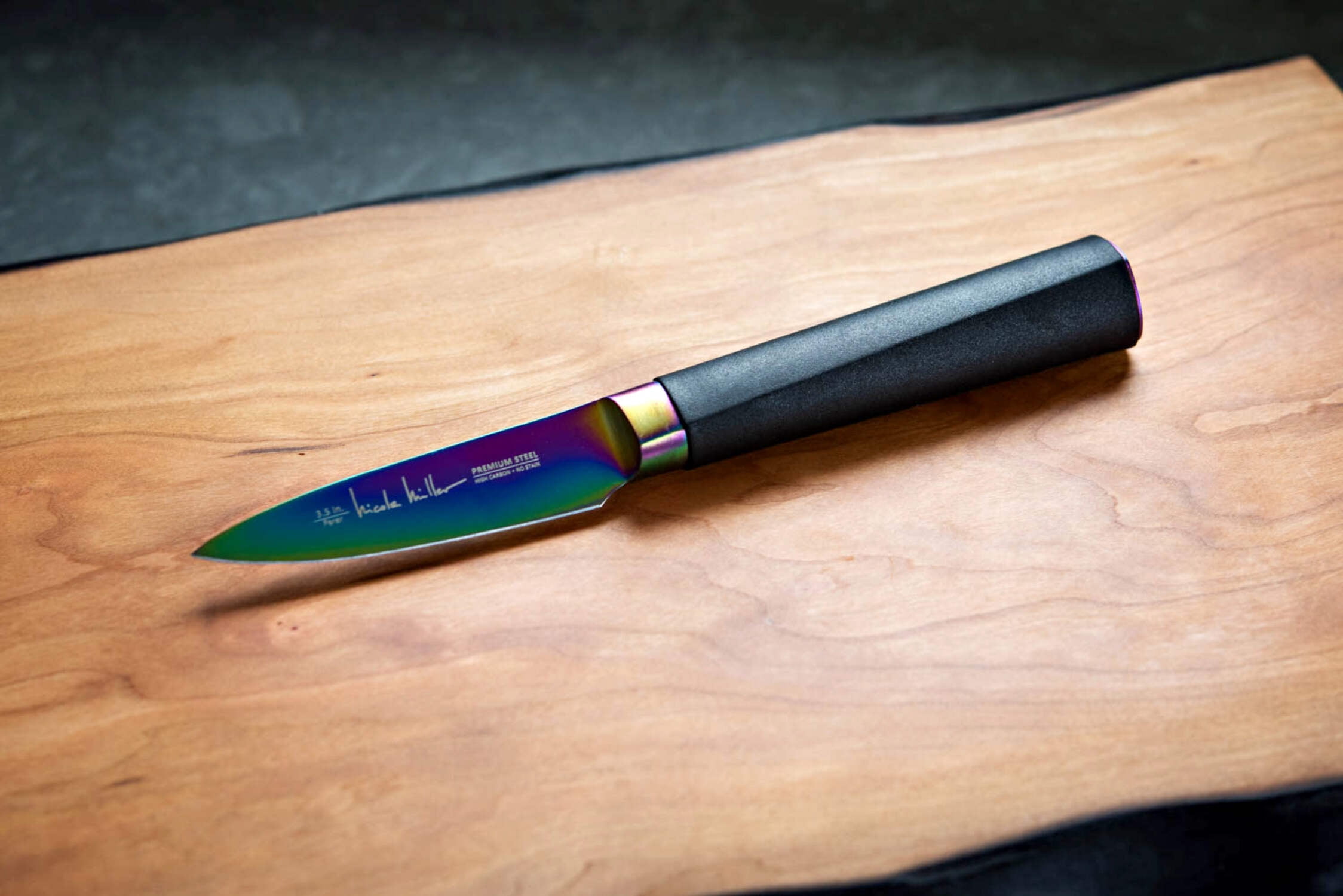 Nicole Miller Cutlery Knife Set - 5-Piece Rainbow Knife Set with Acrylic Stand