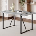 thumbnail image 2 of Industrial-style Table, Gray Pattern, 1.5" Thick Top, Black Metal Legs, Fits 4-6, Multipurpose Dining Gray, Thick, Seats Versatile Options, 2 of 6