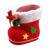 WEGFTDUOP Red Flocked Christmas Candy Boots – 15 cm Hanging Gift Holder & Holiday Décor