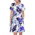 thumbnail image 1 of Vsdgher Papillons pour Femmes Été 2025 Robes Midi Maxi Décontractées Légères Manches Courtes Col Rond Robe de Plage, 1 of 6