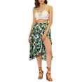 thumbnail image 2 of INSPIRE CHIC Women's Floral Tropical Boho Midi Wrap Skirt XS Navy Blue, 2 of 7