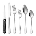 thumbnail image 1 of 6 piezas de cubiertos con cuchillo para carne, cubiertos de acero inoxidable para el hogar, cocina, restaurante, vajilla cuadrada moderna, utensilios de comedor, acabado de espejo, apto para lavavaji TUNC Sencillez, 1 of 5