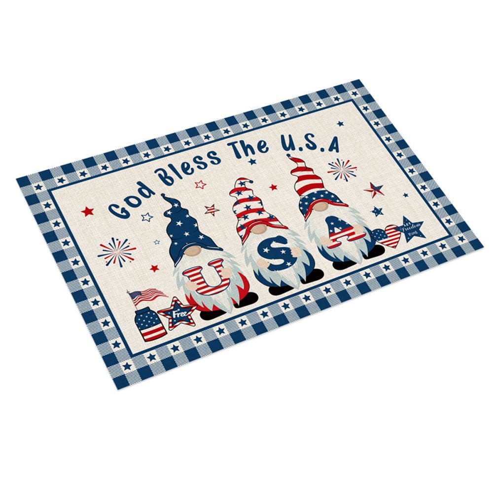 Narrow Door Mat Nonslip Boot Scraper Mat Fourth of July Rugs Gnome