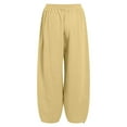 thumbnail image 7 of GEWSEY Women Cotton Pants Wide Leg Pants Casual Loose Baggy Elastic Waist Beach Palazzo Harem Pants (Yellow, S), 7 of 7