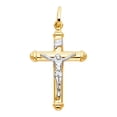 thumbnail image 2 of Ioka-14K Two Tone Gold Jesus Crucifix Cross Pendant with 1.9mm Figaro 3+1 Chain Chain Necklace - 18", 2 of 4
