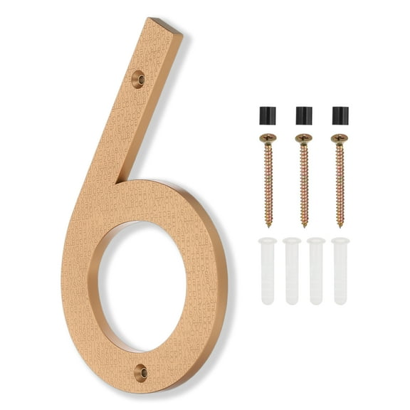 8 Inch House Numbers, House Address Numbers Sign Large Floating House Numbers Modern House Numbers with Screws for Outside Door Wall Street, Gold, 6