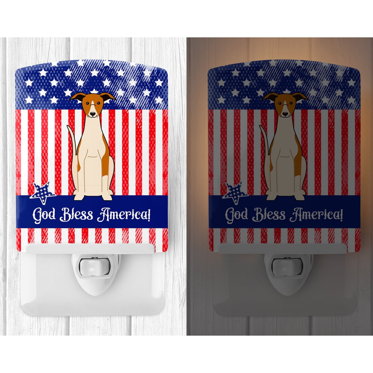 Patriotic USA Whippet Ceramic Night Light