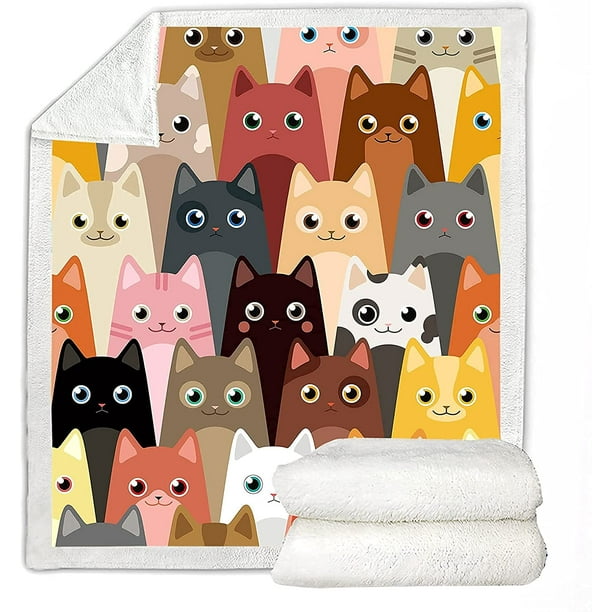 HHHC Cartoon Cats Throw Blanket Cats Blanket for Women Girls Sherpa Throw Blanket Cat Blanket for Girls Women Soft Cozy Bed Couch Blanket Multi Throw 50 x60 Walmart
