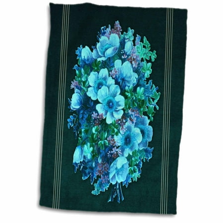 3dRose Assorted bouquet of turquoise, blue and green flowers with teal textured background - Towel, 15 by (Best Green Laser For Ar 15)