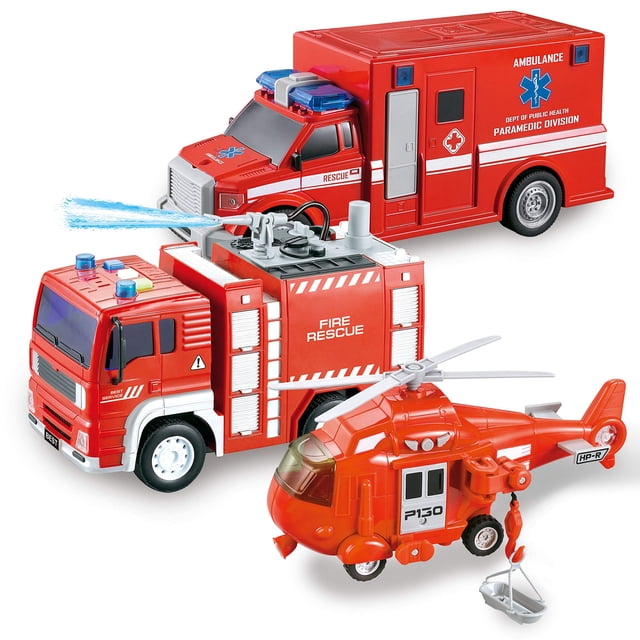 Camión de bomberos de juguete JOYIN para niños pequeños con luces y sonidos