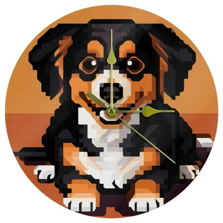 Pixel dog Circular Acrylic Wall Clock - Elegant Decorative Timepiece for Home or Office - 12 Inch Diameter - Non-Ticking Quartz Movement