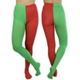 thumbnail image 5 of ToBeInStyle Women's Two Toned Jester Tights w/ Reinforced Toe - Red/Kelly Green - One Size Plus, 5 of 5