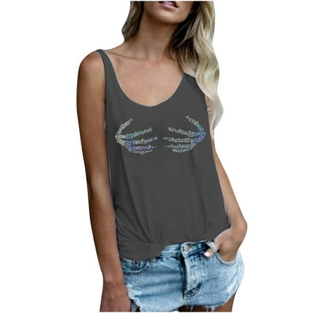 

Tank Tops for Women Rhinestones Sleeveless V Neck Workout Tops Running Casual Athletic T Shirts