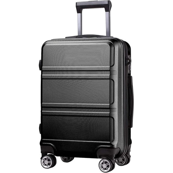24'' Travel Luggage Suitcase with Spinner Wheels & TSA Lock & Aluminum Handle Lightweight & Durable ABS Carry On Luggage Expandable Hard Case for Women/Men (Black)