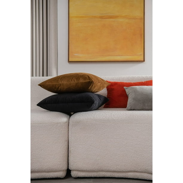 DEZENE Throw Pillow Cases 16x16 Golden Brown 2 Pack Cozy Soft Velvet Square Decorative Pillow Covers for Farmhouse Home Decor Walmart