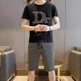 thumbnail image 3 of Conjunto de pantalones cortos estampados para hombre, ropa deportiva para gimnasio, camiseta negra ajustada con gráficos, conjuntos de pantalones cortos para hombre, conjunto de 2 piezas, dos conjunto, 3 of 5
