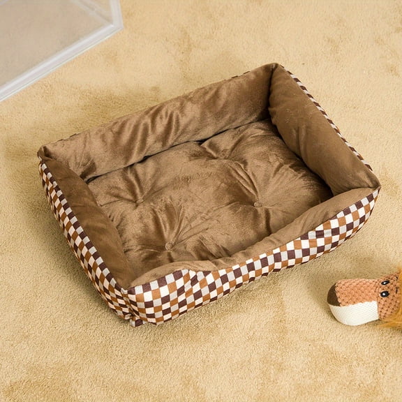 1pc Cat Square Bed, Doggy Grid Mattress Autumn Winter Warm Cat Sleeping Bed For Cats & Small Dogs