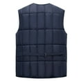 thumbnail image 6 of comerut Men Waistcoat V-Neck Sleeveless Zipper Placket Vest Coat with Multi Pockets Solid Color Windproof Warm Down Vest Jacket, 6 of 7