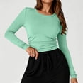 thumbnail image 3 of yillto Womens Long Sleeve Tight Shirts Basic Crew Neck Workout Tees Clothes Going out Fashion Undershirts, 3 of 7