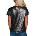 thumbnail image 3 of JINMGG Womens Plus Size $5 Women's Casual Short Sleeve T Shirts O Neck Party Sequin Tunic Elegant Tops Black XXL, 3 of 9
