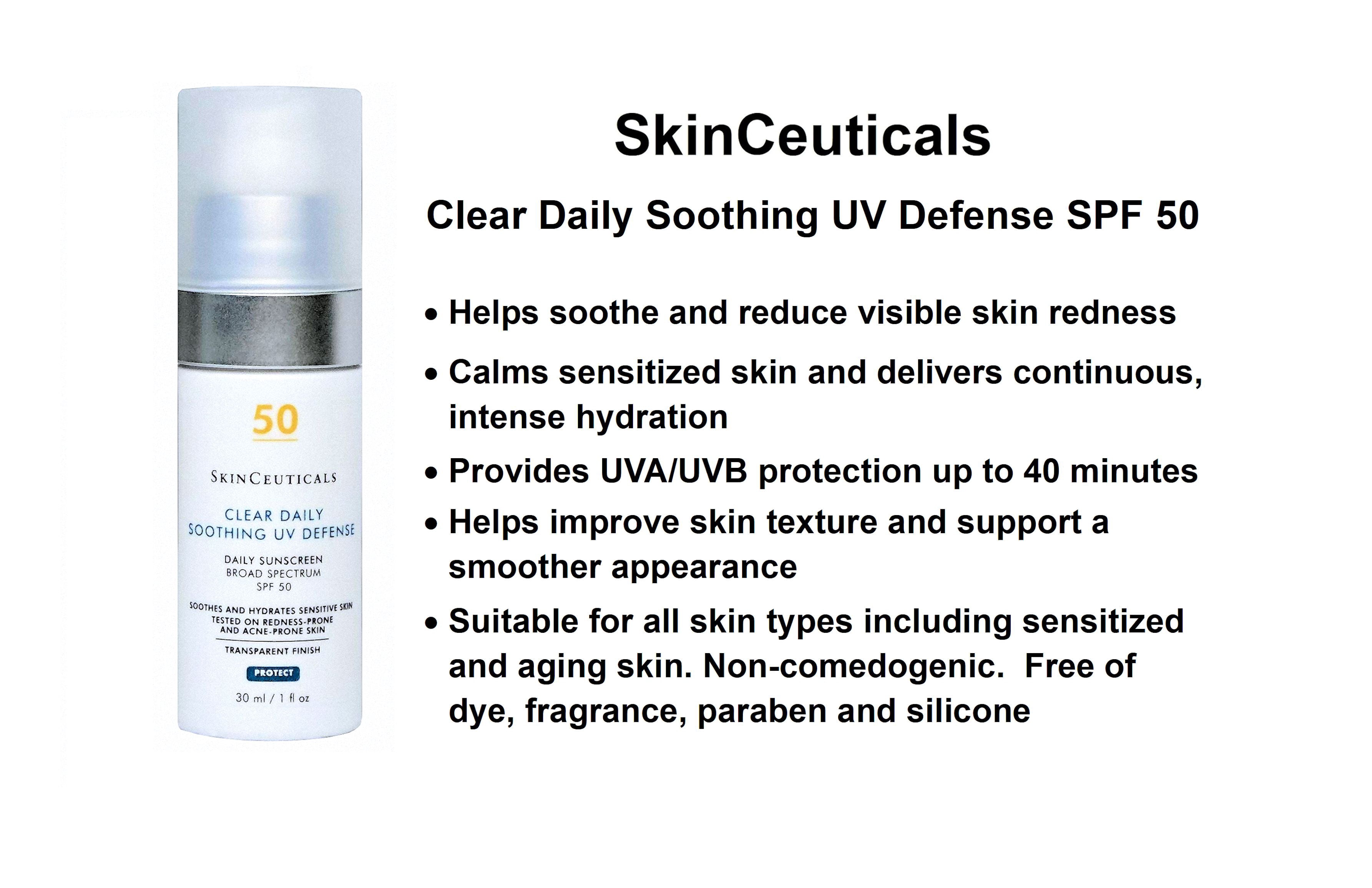 SkinCeuticals Clear Daily Soothing UV Defense Sunscreen SPF 50 1.0 fl oz (30ml)