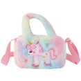 thumbnail image 1 of ColoMX Bolso bandolera de felpa de unicornio, bolso bandolera de dibujos animados, bolso adorable de felpa para niños, 1 of 8