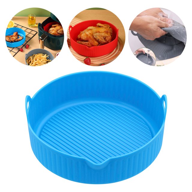 TIMIFIS Silicone de Qualité Alimentaire pour Friteuse à Air Chaud, Pot en Silicone pour Friteuse à Air, Doublures de Friteuse à Air Faciles à Nettoyer Réutilisables, Plateau de Cuisson Rond en Silicone pour Friteuse à Air, Accessoires de Four pour Friteuses à Air Antiadhésifs et Sûrs pour les Aliments