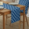 thumbnail image 2 of Table Runner Dresser Scarves 48 Inch Long, Moroccan Trellis Navy Blue Linen Dining Table Runners Geometric Chic Plaid Tabletop Scarf for Wedding Holiday Party Kitchen, 2 of 7