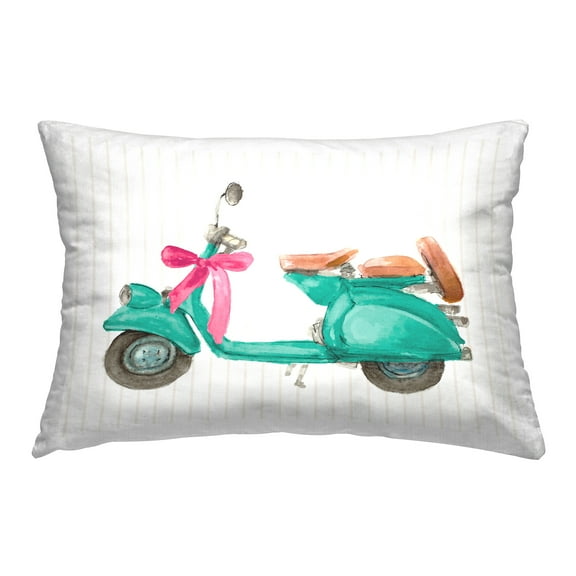 Stupell Industries Turquoise Scooter & Bow Decorative Printed Throw Pillow Design by Lanie Loreth.