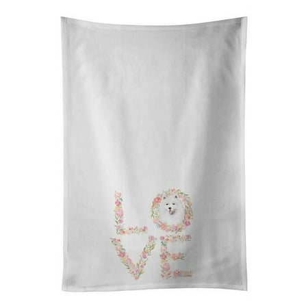 

28 x 19 in. Unisex Samoyed No.2 Love White Dish Towels Kitchen Towel - Set of 2