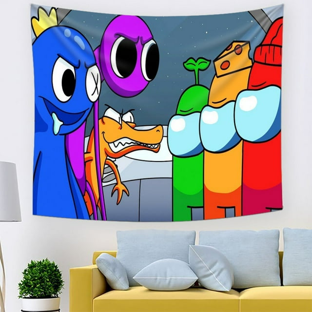 Tapestry Rainbow Friends para pared, 150 x 150 cm, microtela de fibra