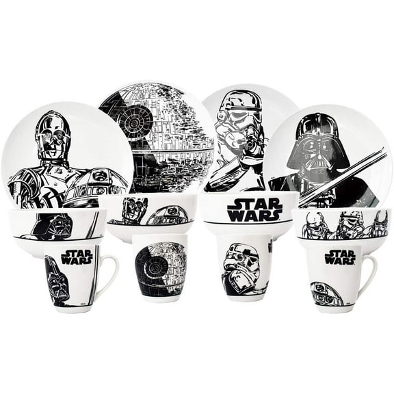 Juego de Vajilla Ambient 21 Disney Star Wars Porcelana 12 Piezas Blanca