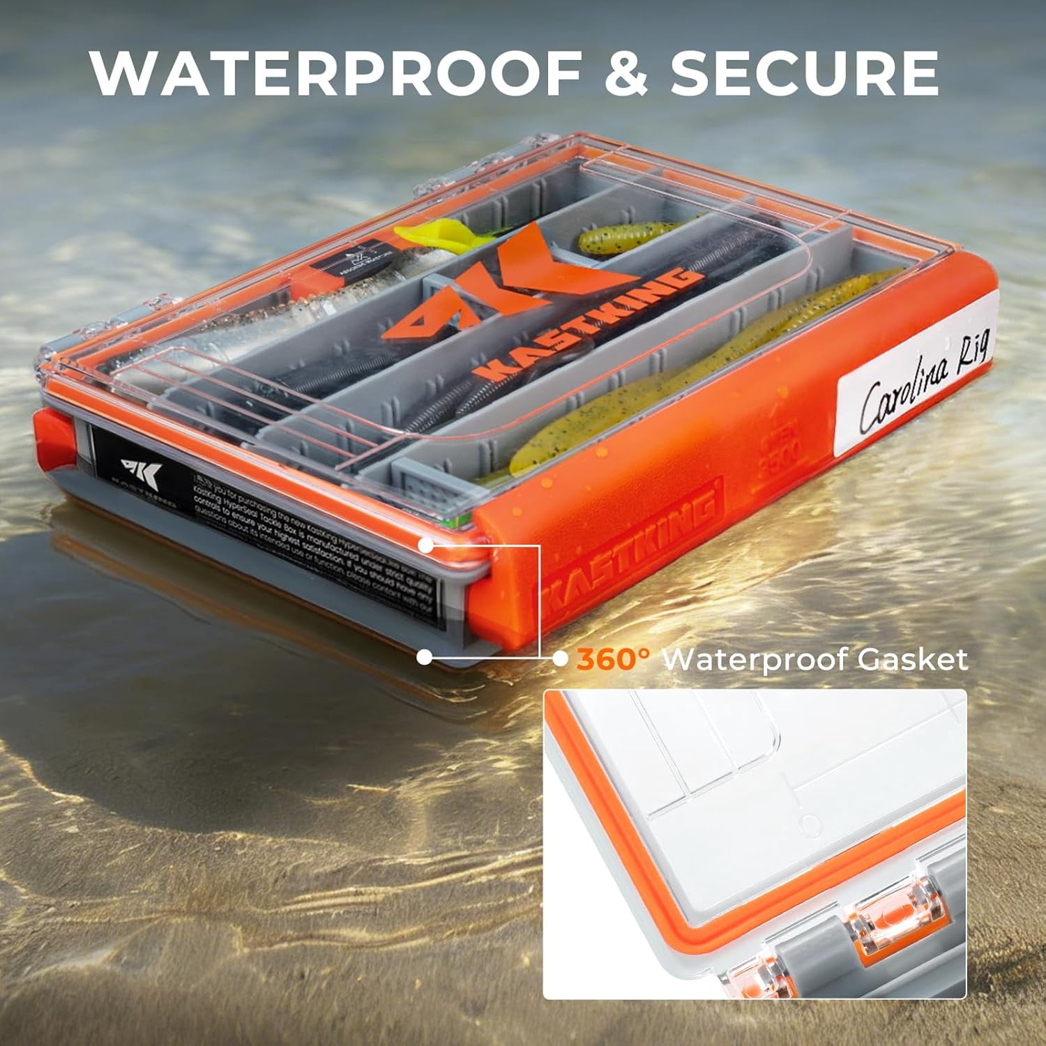 KastKing HyperSeal 3500 Double-Sided Waterproof Fishing Tackle Box – Adjustable Dividers, 1 Pack