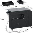 thumbnail image 5 of HAUXITIO Kitchen Island with Drop Leaf,Power Outlet & LED Lights,Rolling Cart with Spice Rack,Drawer and Storage Cabinet for Kitchen,Black, 5 of 7