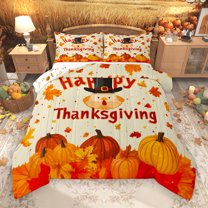 Manfei Rustic Farmhouse Turkey Full Size Comforter Sets,Western Thanksgiving Day Bedding Comforter Set,Autumn Fall Pumpkin Maples Bedding Sets For Adults,Ultra Soft Home Decor Reversible,3-Piece
