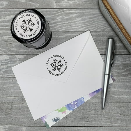 Personalized Round Self-Inking Rubber Stamp - The Snowflake