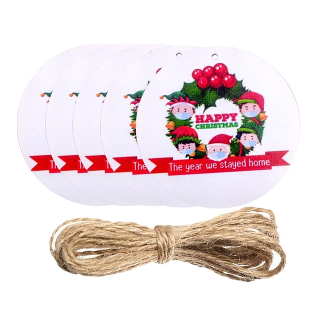 5 piezas de adornos de de Navidad rodajas forma de de Santa Claus impresas rodajas de forma forma forma forma con cordones para adornos de Tipo 4 Gloria árbol de navidad colgantes artesanías