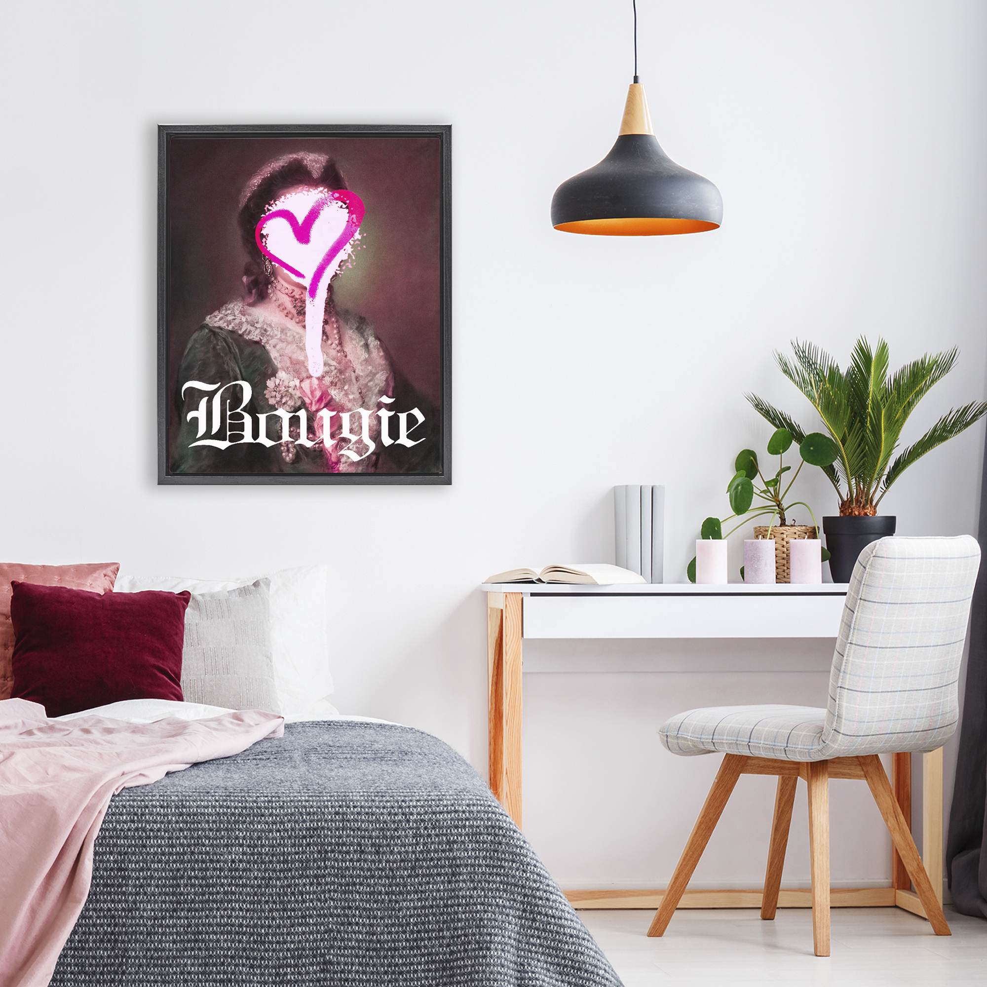 Bougie Classical Portrait Black Framed Floater Canvas Wall Art, design by Lil' Rue