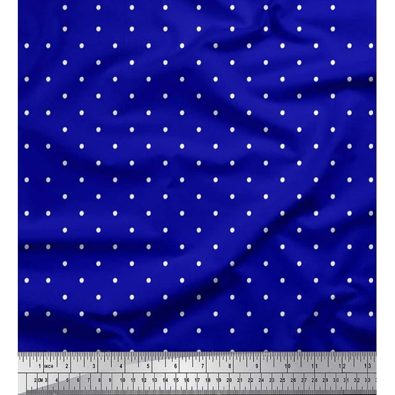 Soimoi Blue Cotton Duck Fabric Dots Dots Print Fabric by Yard 42 Inch Wide