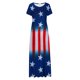 thumbnail image 5 of Vestidos de Verano de Manga Corta para Mujer Día de la Independencia Impreso Cuello Redondo Vestido Largo con Bolsillo, Poliéster Desgaste Casual, Lavado de Manos, 5 of 5