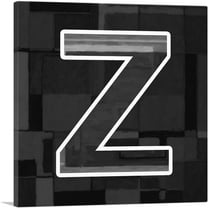 ARTCANVAS Modern Black White Alphabet Letter Z Canvas Art Print - Size: 12" x 12" (1.50" Deep)