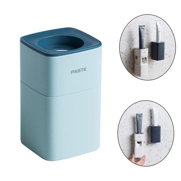 Soporte de cepillo de , soporte de cepillo de eléctrico montado en ped, automático de pa Azul Soledad exprimidor de pasta de dientes