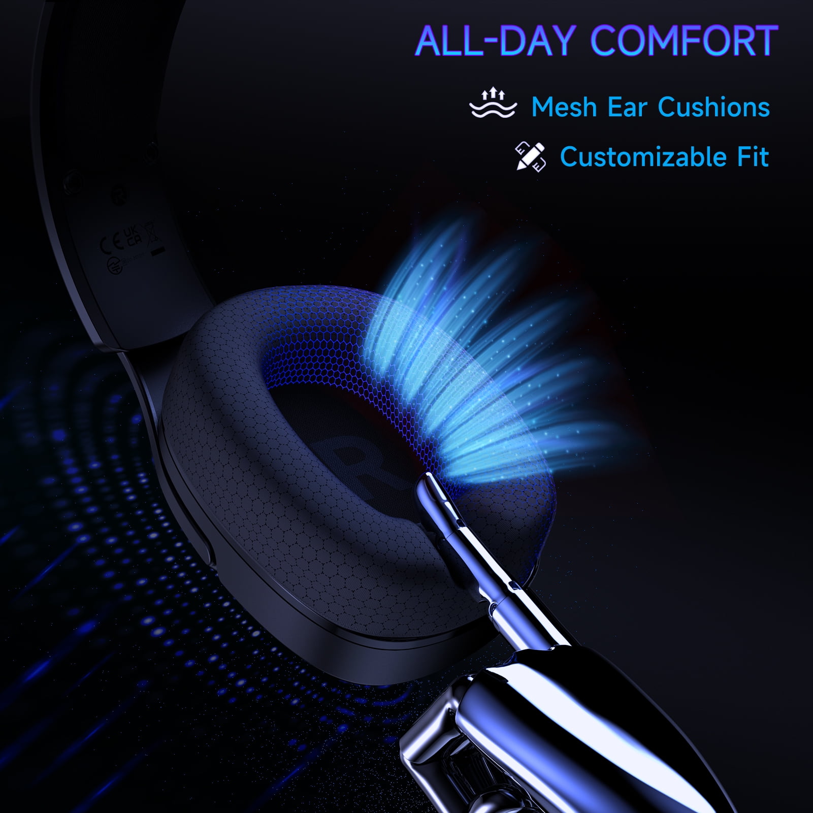 FFN 2.4GHz Wireless Gaming Headset for PS5, Bluetooth PS5 Headset with Microphone Noise Canceling, 3.5mm Wired Mode for Xbox Series, Black