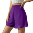 thumbnail image 2 of Chiffon Shorts for Women Bermuda Short Pants 7 Inch Inseam Baggy High Waisted Shorts Summer Cropped Boho Wide Leg Bottoms Purple 2XL, 2 of 5