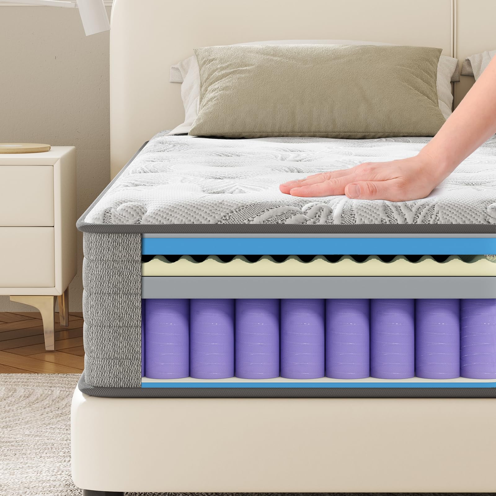 KOW Mattress 12 inch Full Size, Gel Memory Foam Hybrid Mattress in a Box, Cozy Sleep