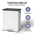 thumbnail image 4 of Dual Compartment Step Trash Can 60L (16 Gallon) - White Stainless Steel, Soft-Close Lid, Double Removable Inner Buckets, Recycling Bin for Kitchen/Bathroom - White, 4 of 14