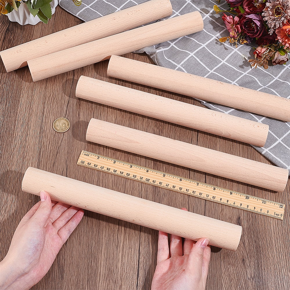 Wood Sticks Round Dowel Rod Column Floral White 300x35mm