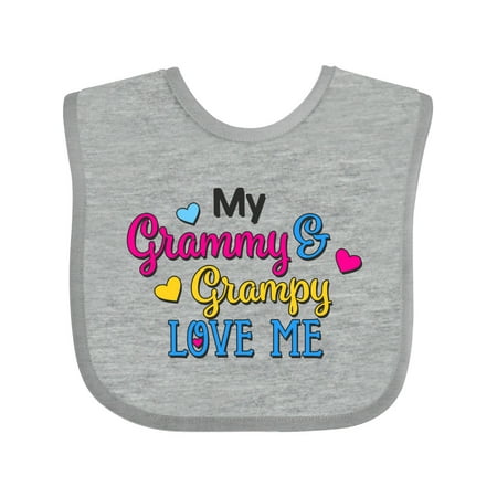 

Inktastic My Grammy and Grampy Love Me with Hearts Gift Baby Boy or Baby Girl Bib