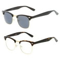 thumbnail image 2 of zeroUV Unisex Retro Square Clear Lens Horn Rimmed Half-Frame Eyeglasses 50mm (2-Pack | TT-Gld / Clr & Blk-Gld / Smk) - 50mm, 2 of 4
